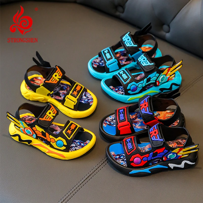 

STRONGSHEN Summer Kid Sandals Cartoon Baby Boy Sports Sandals Soft Sole Anti-slip Open Toe Sandals Toddler Baby Water Beach Shoe