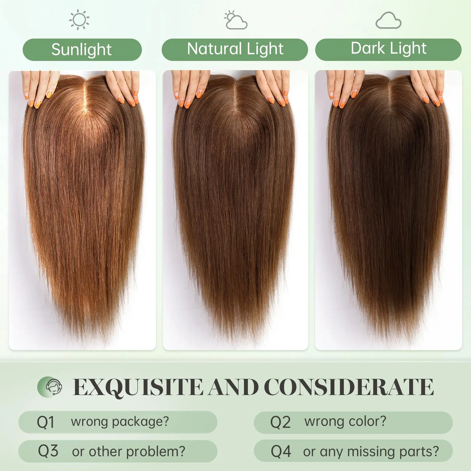 Ekstensi Rambut Manusia Remy Lurus 16 Inci, Warna Cokelat Muda, untuk Wanita, 3 Jepitan
