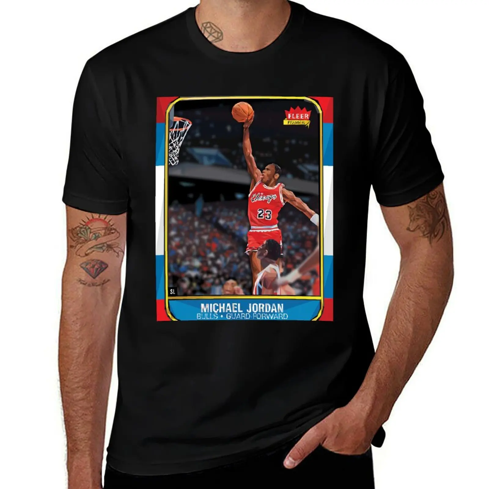 MJ rookie basketball card remade with over 1,800 triangles T-Shirt summer 2025 plain cute tops t shirts for men graphic