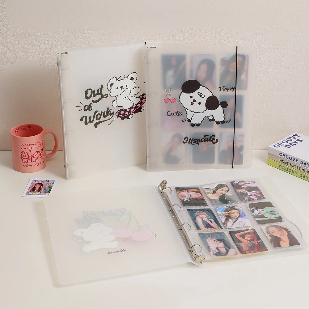 4 Rings A4 Binder Photocards Album Cute Cartoon Puppy Album for Mini Instax & Name Card 7s 8 25 50s Album de Photos