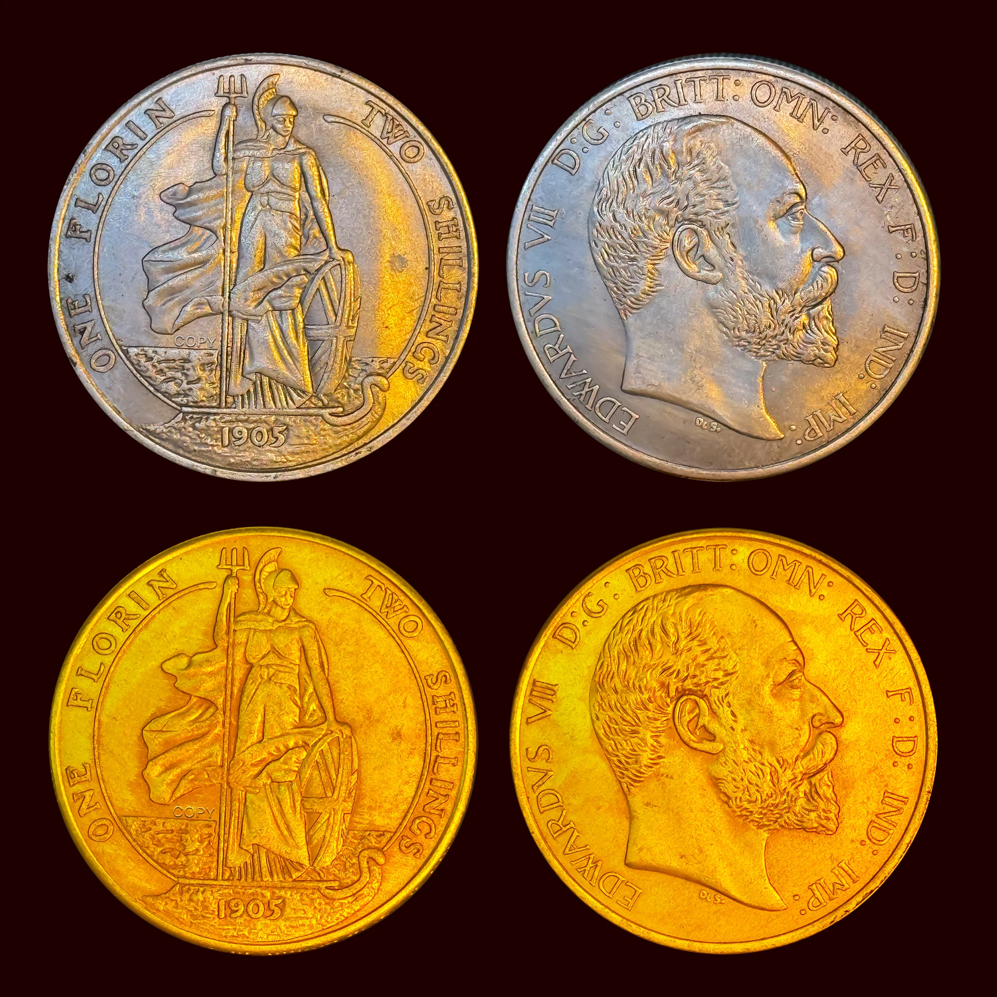 

1905 British 1 Florin Replica Coin Britannia Goddess&Edward VII Metal Craft Collection Commemorative Medal Home Decoration Gift