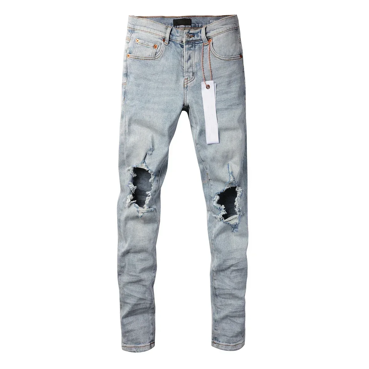 

High street Purples jeans Men do vintage high quality repair low elevation skinny hold denim trousers pants