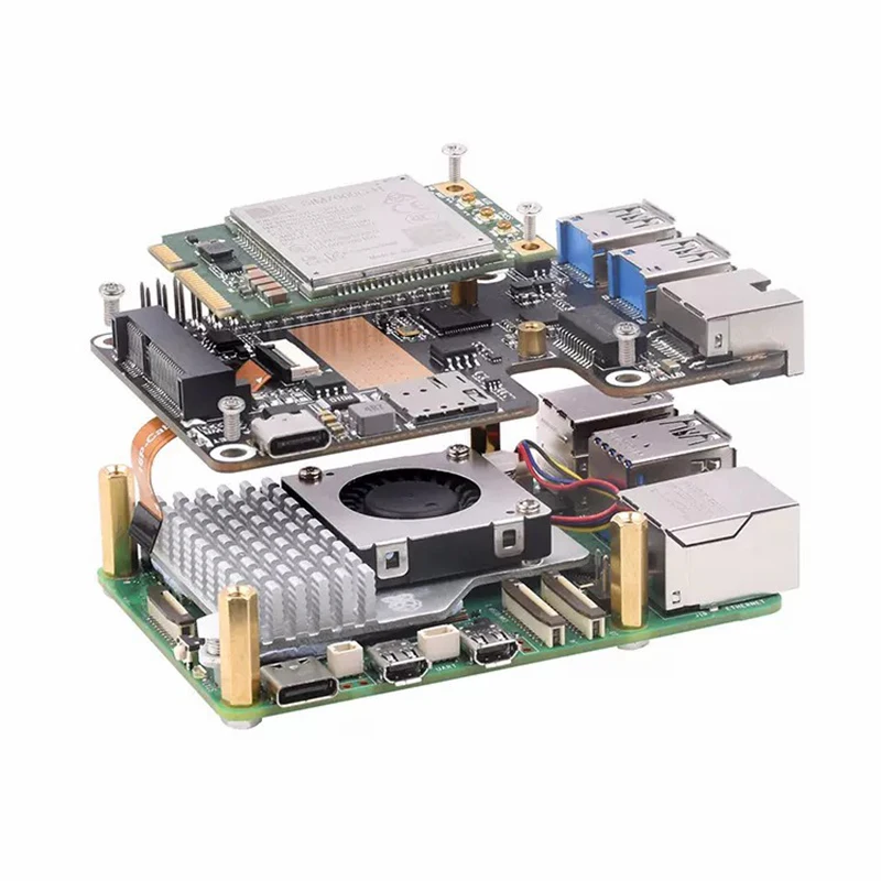 Raspberry Pi 5 PCIe to 4G LTE Module - SIM Card Internet Adapter with Gigabit RJ45 Ethernet