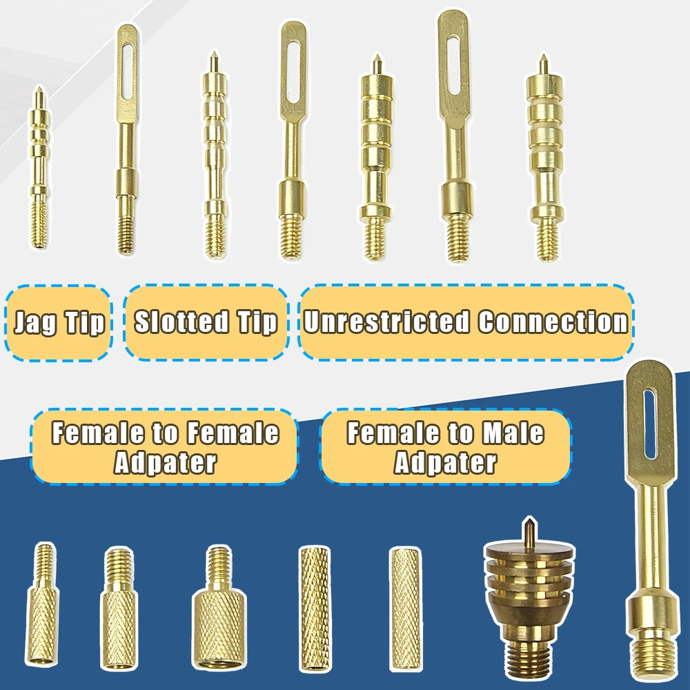 Juego universal de limpiadores de latón para armas/Conjunto de puntas ranuradas compatible con roscas 5-40/ 8-32/ 10-32/ 5/16-27 para mantenimiento de pistolas y rifles