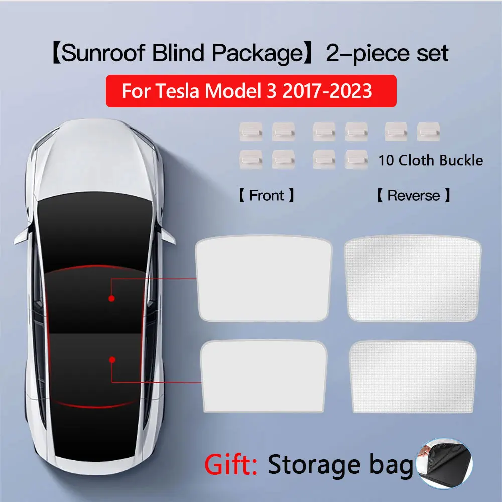 Zonneschermen voor Tesla Model 3 Highland Model Y 2017-2026 IJsdoek Gesp Zonwering Glas Voor Achter Zonnekap Dakraam Accessoire