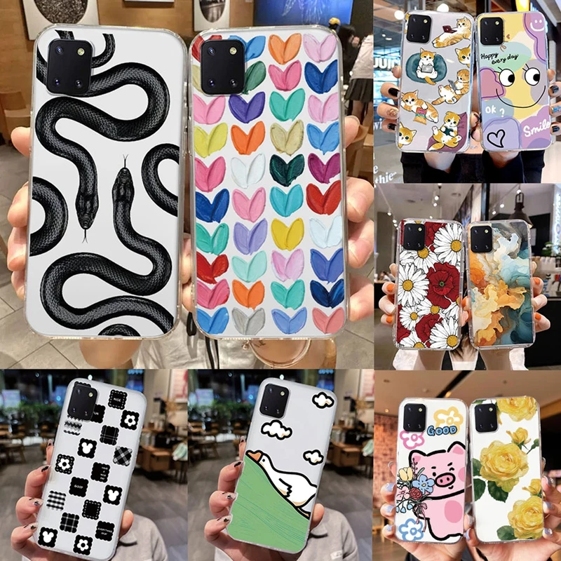 Love Black Snake Cartoon Animal Flower Phone Cases For Samsung Note 10 20 Lite Pro S20 FE Plus S10e A13 A51 A71 A31 A02s Cover