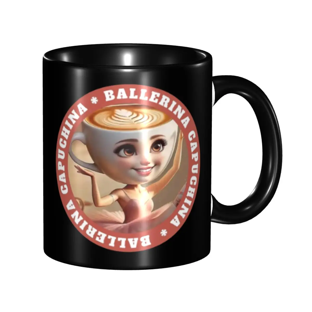 Bailarina Capuccina divertida italiana Brainrot Meme taza de café taza divertida para dormitorio