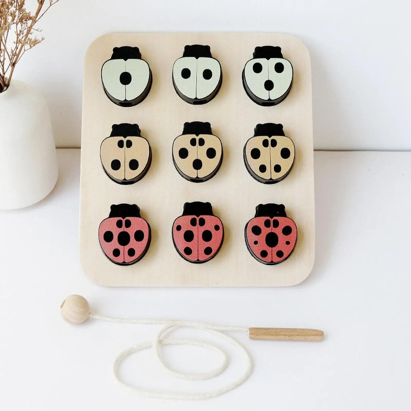 

Деревянный поднос-головоломка Божья коровка, счетная игрушка, развивающие развивающие игрушки, игрушка с резьбой по номерам для мальчиков и девочек, дети