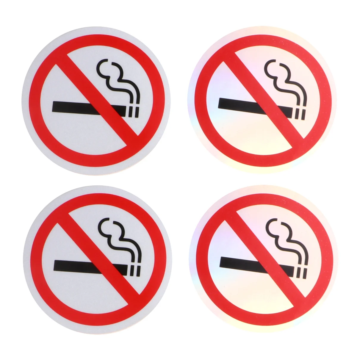 4pcs No Smoking Sign Stickers Pet Durable Warning Decal For Car Vehicle Smooth Surface No Residue Easy Remove White Traffic