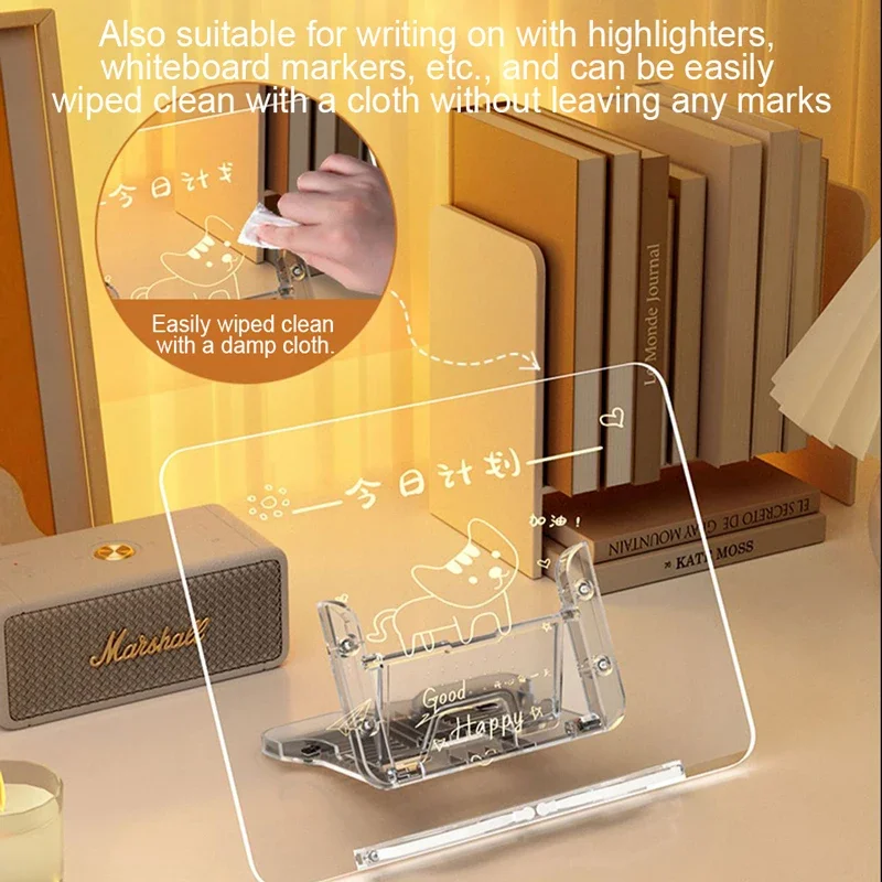 Transparent Acrylic Reading Book Stand for iPad Tablet, Laptop Holder, Adjustable Bracket, Desktop Book Support, Rack Holders