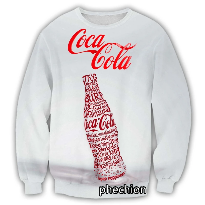 

phechion New Fashion Men/Women Coke 3D Printed Long Sleeve Sweatshirts Casual Sport Streetwear Clothing Tops S66