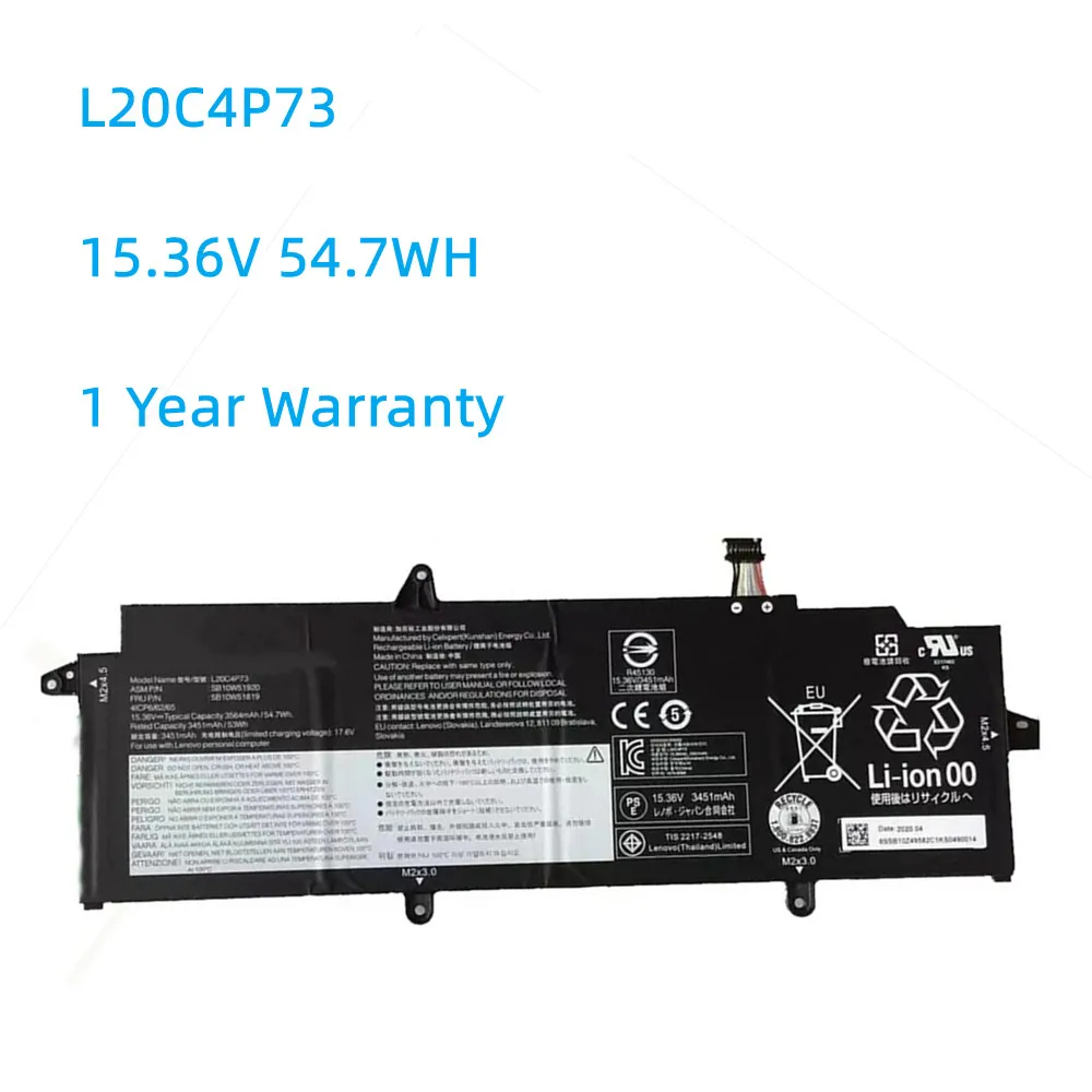 

15.36V 3564mAh 54.7Wh L20D4P73 Battery L20C4P73 L20M4P73 For Lenovo ThinkPad X13 G2 20T3S31Y00 20WK0022MX 20WK005PUS