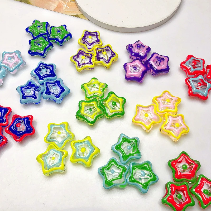 

Acrylic Pentagram Drip Oil Coloured Wire Edge Clashing Colour Lovely Handmade DIY Earrings Earrings Material Accessories