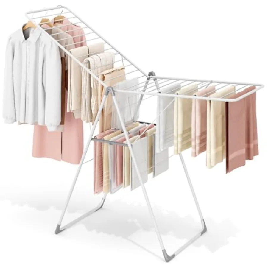 

Clothes Drying Rack Foldable Drying Rack Clothing Sturdy Metal Laundry Drying Rack Height-Adjustable Gullwing Easy to Fold Spac