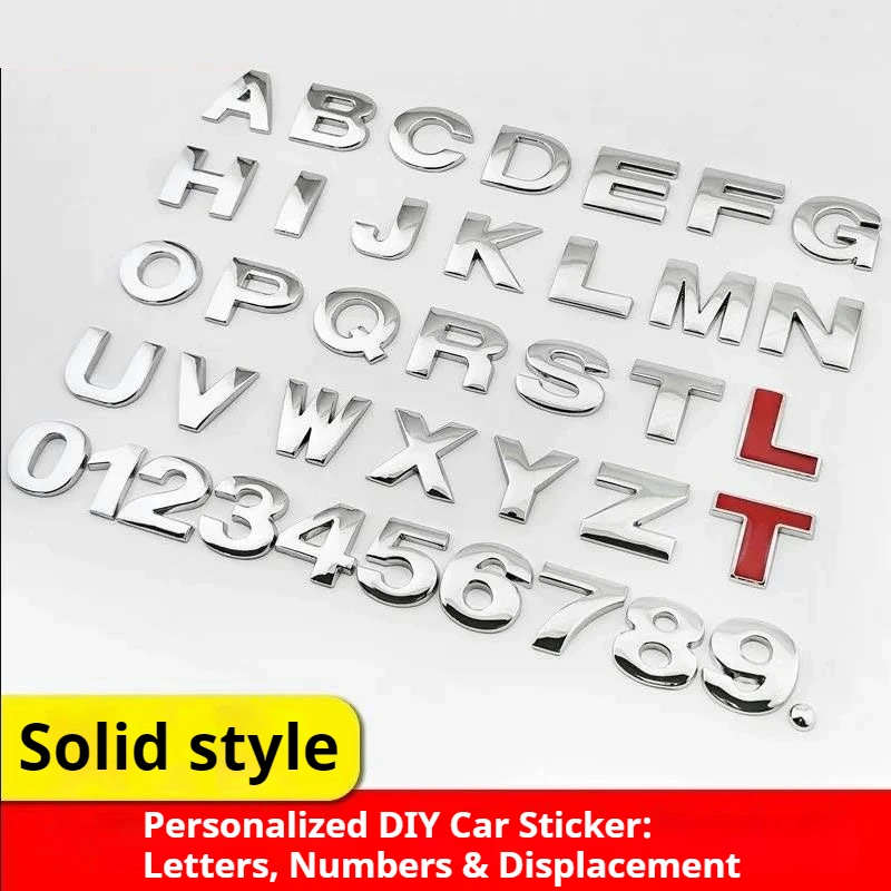 Car Stickers 3D Metal Decorative Car Stickers Personalized DIY Letter and Number Modifications for Vehicle Body Rear Tail Plates