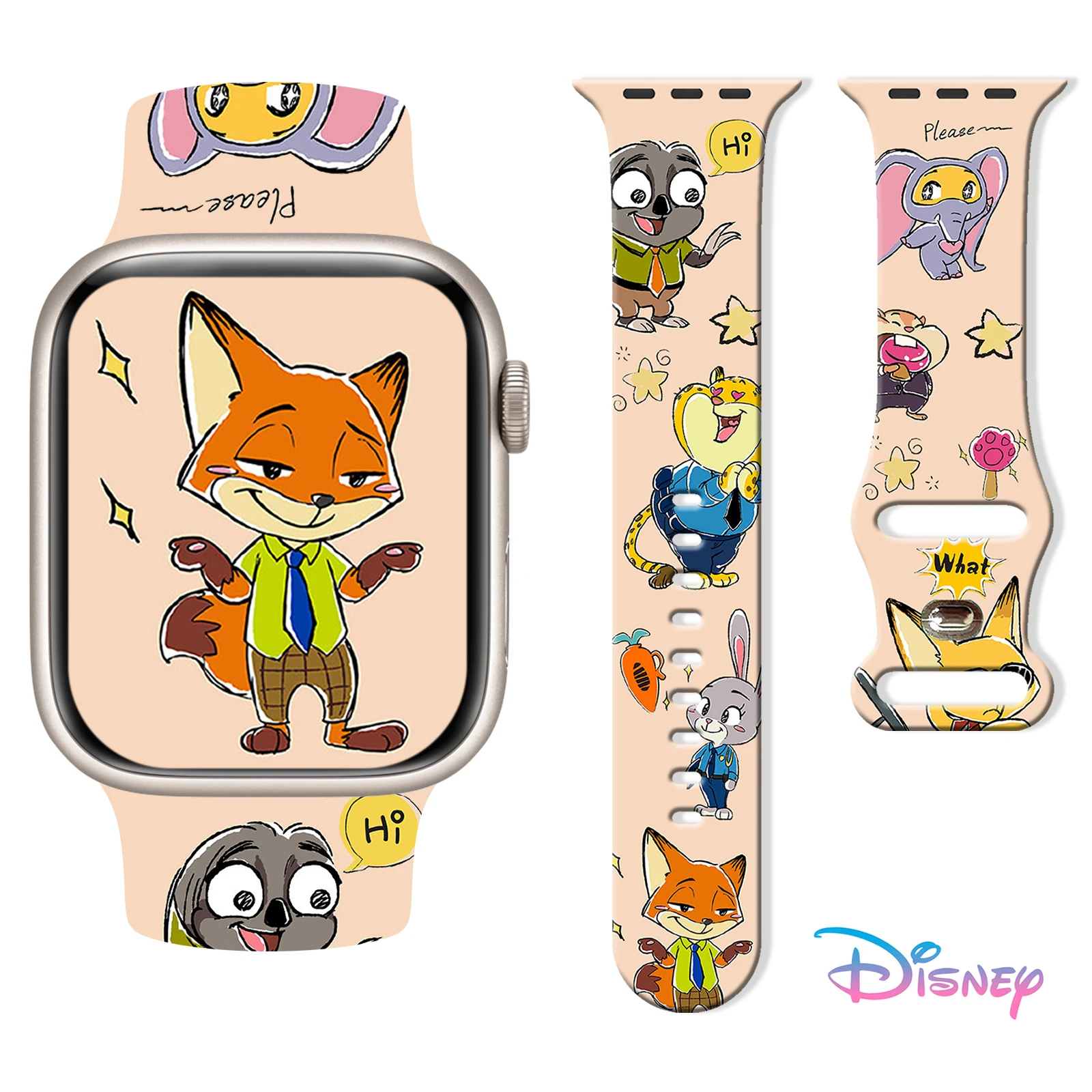 

Disney Zootopia Printed Strap for Apple Watch 11 10 9 8 Silicone Band Replaceable Bracelet for iWatch 46/44/42/41mm Watchband