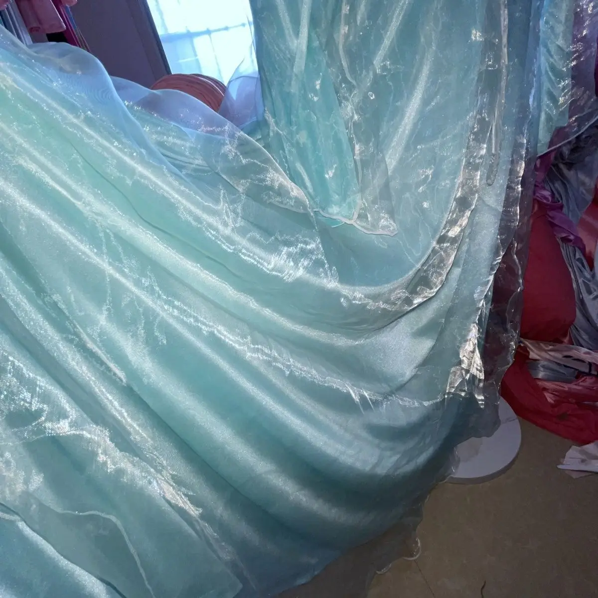 

Men Sexy Double Layers Satin Tulle Glossy Long Dress Women Long Sleeve Silky Loose Maxi Dress Plus Size Sexy Sleeping Robe