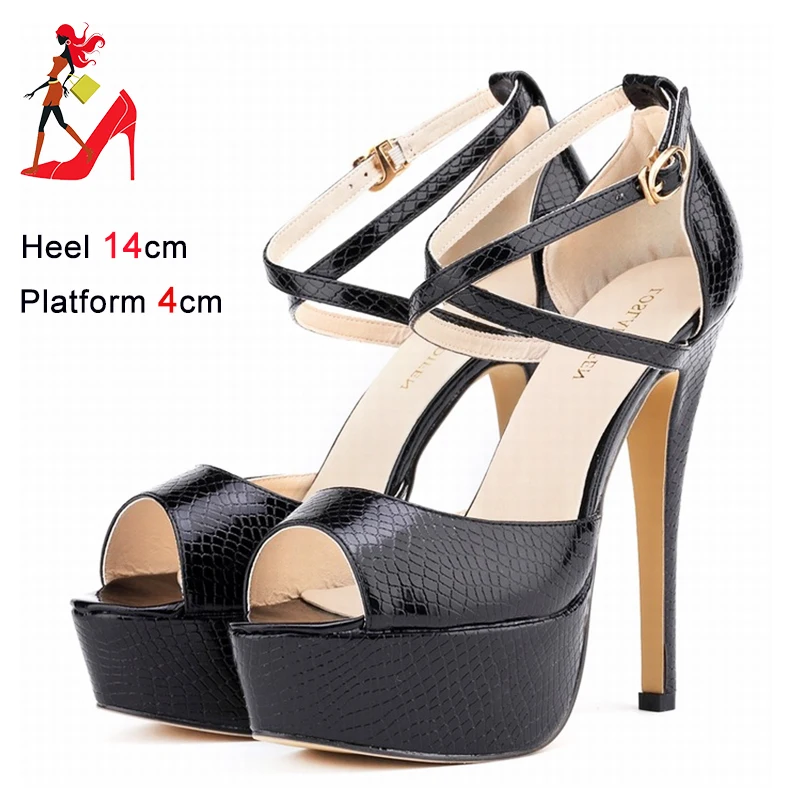 Summer New Thick Sole Sandals Women Alligator Pattern Ankle Buckle Party Dress Shoes For Lady Runway Style Platform High Heels