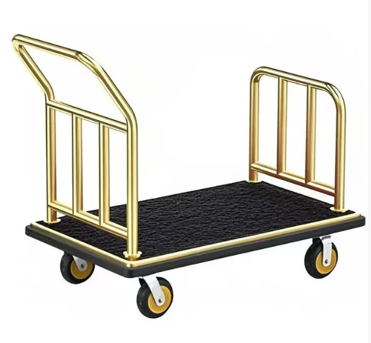 Stainless Steel & Iron Four-Wheel 200kg Capacity Hotel Lobby & Airport Luggage Cart With OEM Push-Pull Service 1-Year Warranty