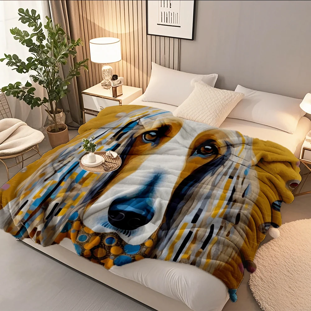 

Flannel Bed Blanket Beautiful Afghan Hound With For Dormitory Sofa Mid-century Modern Plush Throw Eco-friendly Odor-resistant