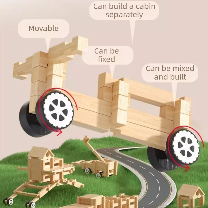 Blocs de construction en bois pour enfants, jouets éducatifs à assembler soi-même, ensemble de jeu de construction sûr, cadeaux créatifs pour le développement des enfants
