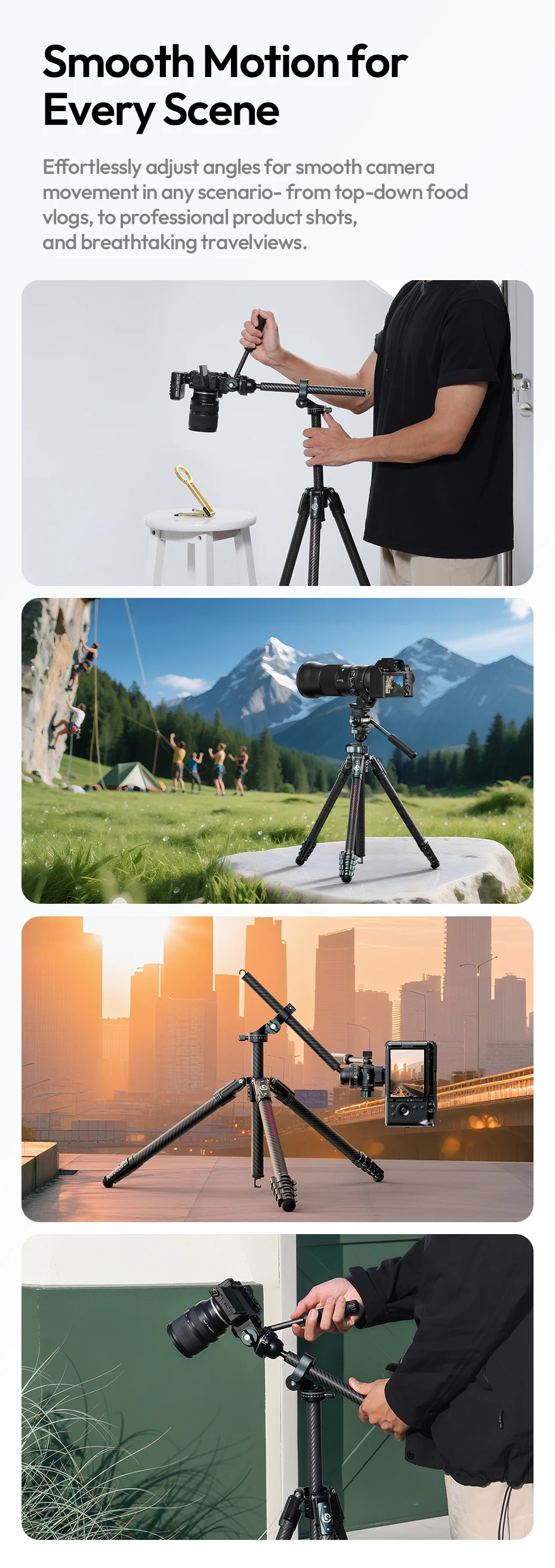 Ulanzi JJ06 GlideGo Video-Reisestativ für Canon Nikon Sony DSLR-Kamera, 5 kg Last, vertikal, horizontal, mit Uka-Schnellverschluss – Detail 3