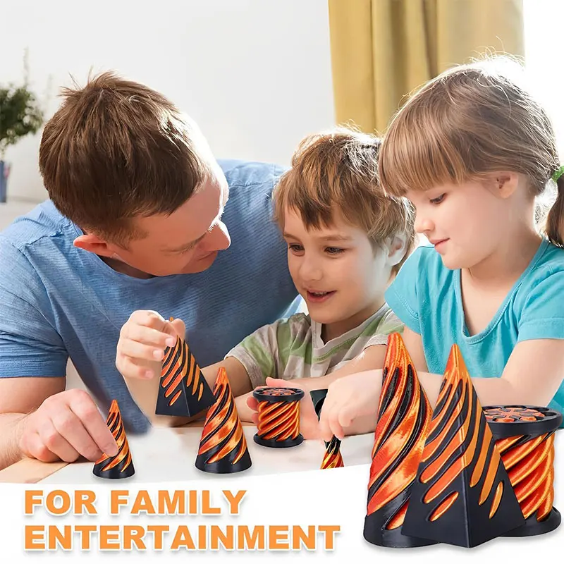 ثلاثية الأبعاد مطبوعة دوامة مخروط الهرم دوامة النحت ، دوامة مخروط تململ لعبة ثلاثية الأبعاد لعبة لتخفيف التوتر الديكور لمكتب مكتب منزلي