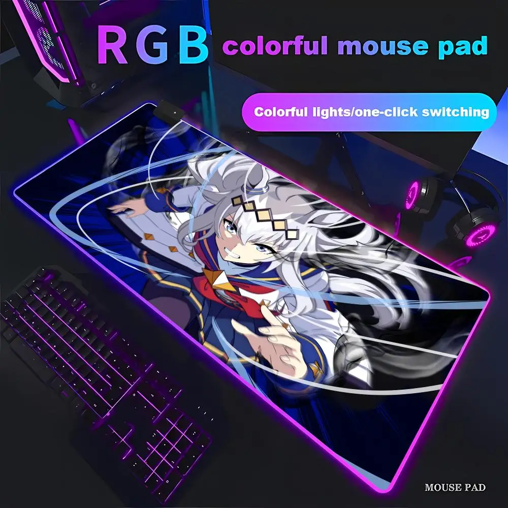 

Коврик для мыши O-Oguri C-Cap: Анимационный, для игр, красивый RGB-клавиатурный коврик, HD, для геймеров, большой, с LED-подсветкой, XXL, для ПК, нескользящий, декоративный