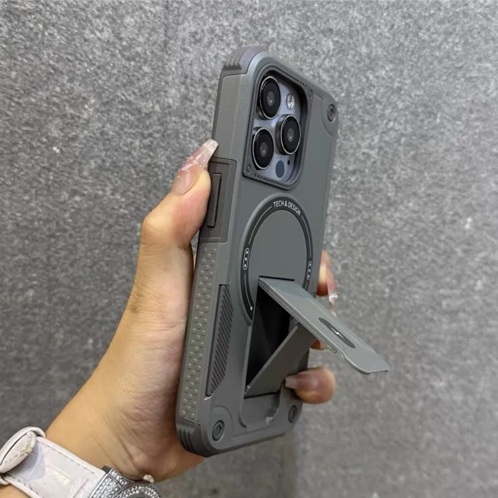 Invisible Kickstand Magnetic Case For Samsung S26 Ultra Plus S25 S24 Ultra Shockproof For Magsafe Wireless Charge Bracket Cover