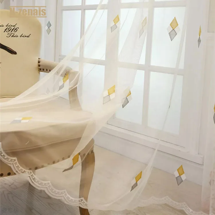 

Rhombusembroidery Simple Modern Country High-quality Tulle Bedroom and Living Room Translucidus (Shading Rate 1%-40%)