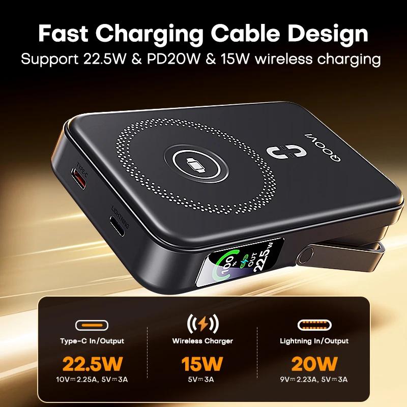 QOOVI Qi2 10000mAh Wireless Power Bank - Fast Charging Charger