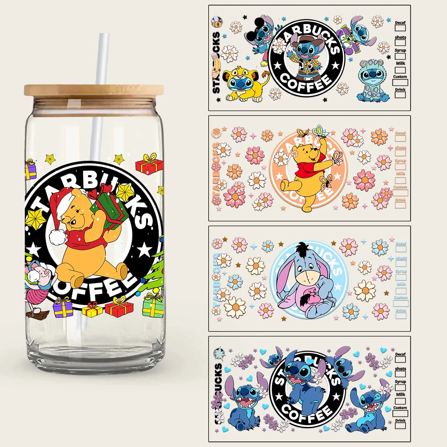 Pegatinas de dibujos animados de película alegre, pegatinas de transferencia UV DTF, película autoadhesiva, pegatinas artesanales divertidas para la familia