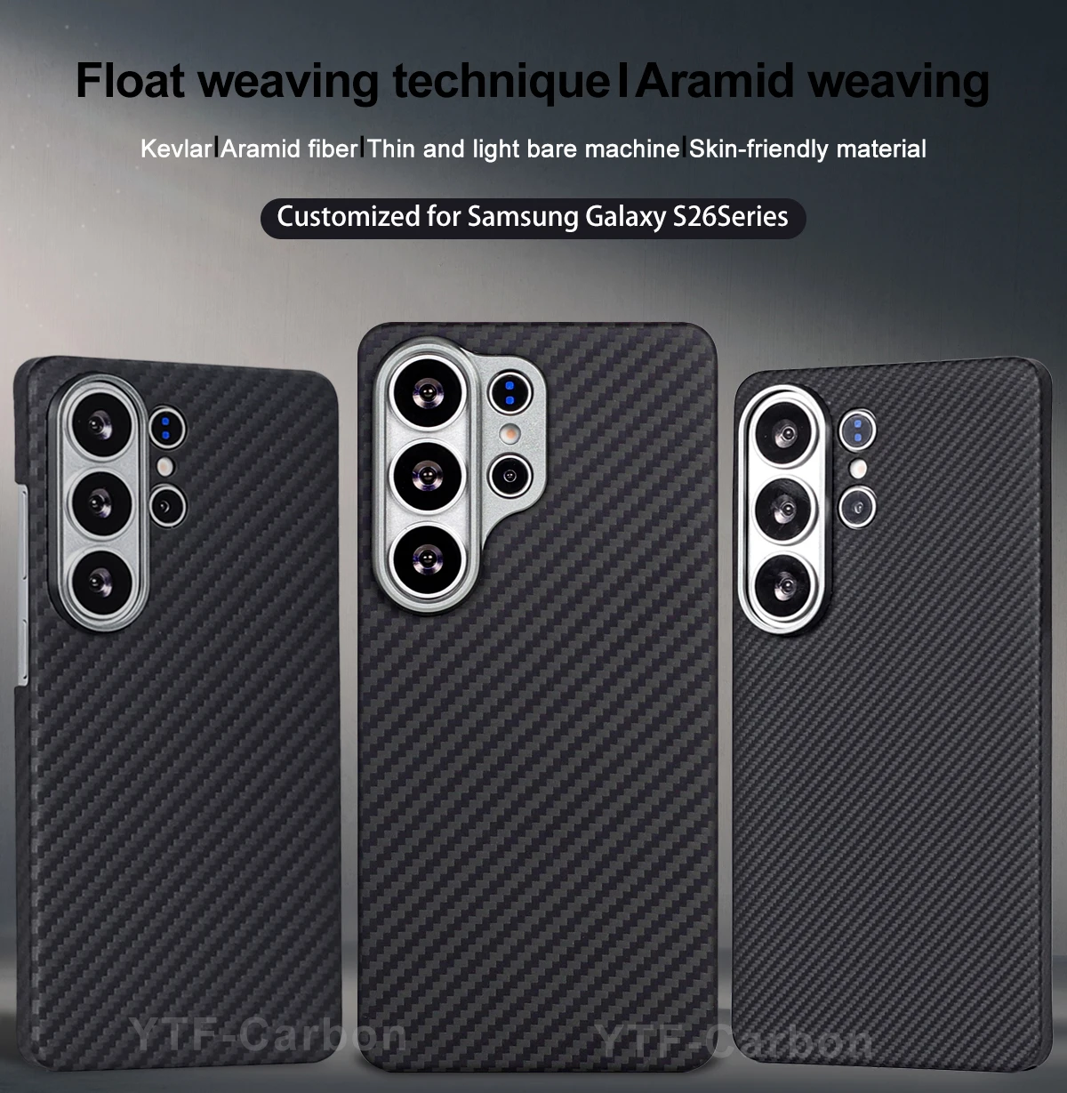 YTF-carbon Luxury Real Kevlar Case for Samsung Galaxy S26 Ultra/S26Plus/S26, Aramid Fiber Magnetic MagSafe Cover
