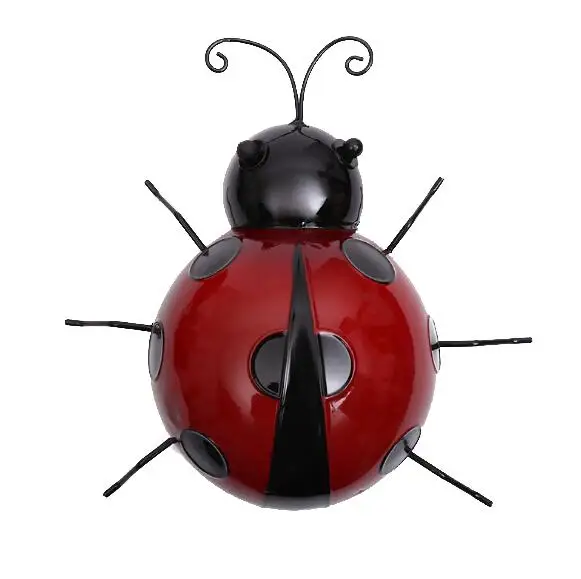 Ladybird Garden Wall Decoration Iron Animal Figurine Art for Yard Fence Outdoor Home Accent