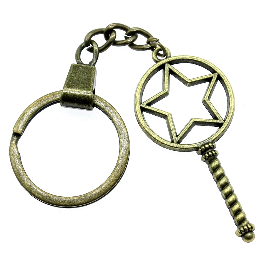 1pcs Magic Wand Epoxy Alloy Frame Keychain For Bags Pendant Jewellery Making Supplies Gift Ring Size 30mm