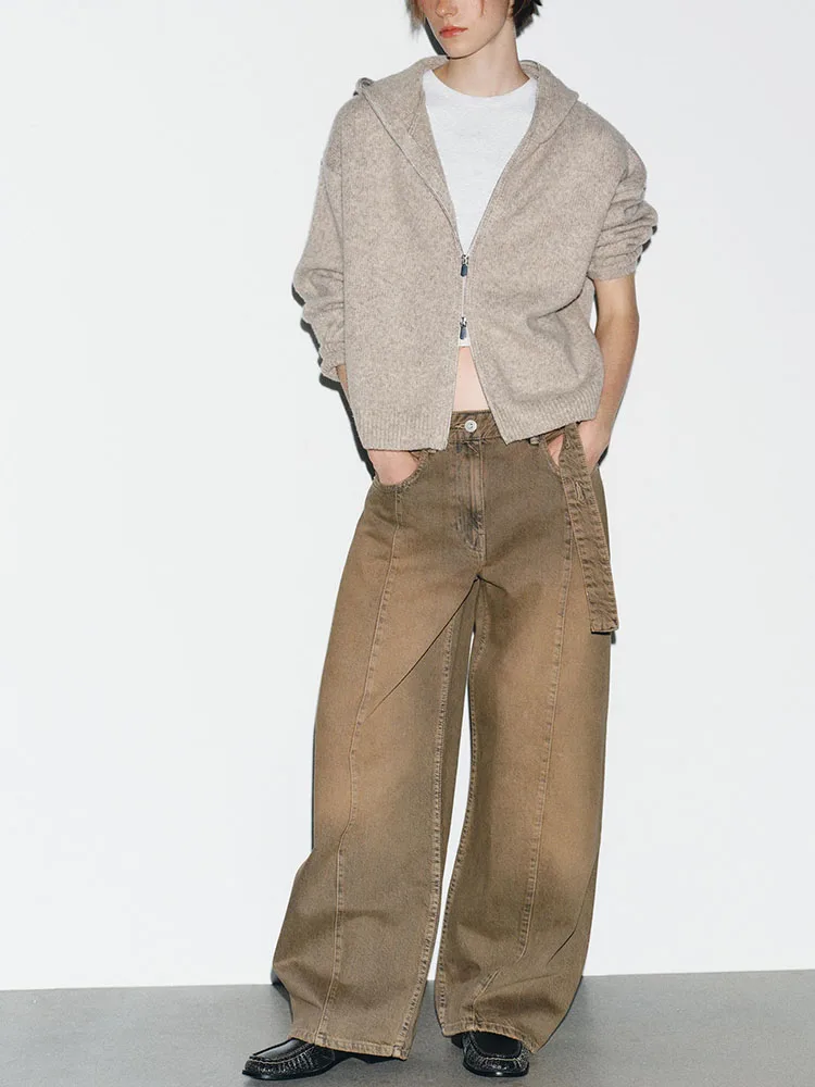 الراقية منخفضة الخصر فضفاض أنبوبي المرأة الجينز مجموعة الشتاء الجديدة تنوعا السراويل الطويلة غير رسمية Ele الصينية Sle #5