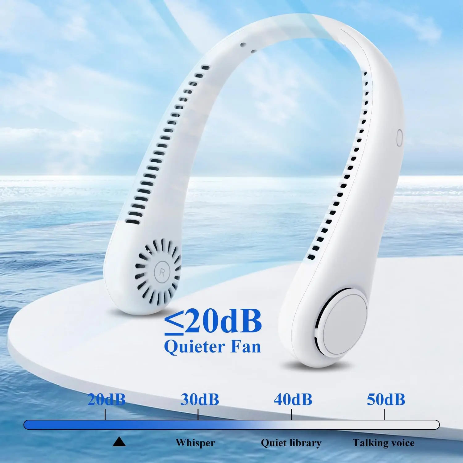 Bladeless Neck Fan Portable Hand Free Fan Rechargeable 360° Cooling Airflow 3-Speed Wearable Quite Fan for Bedroom Outdoor