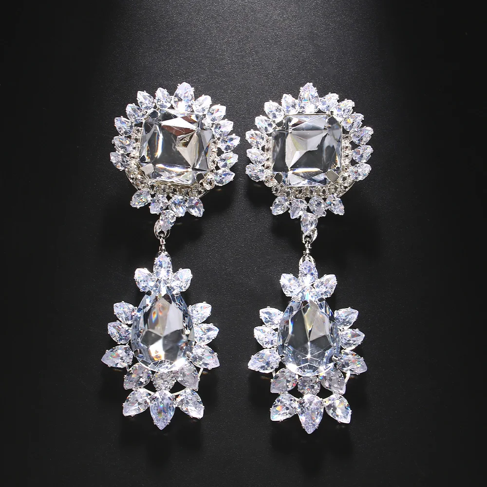 Stonefans Luxury Quality Jewelry Big Crystal Earrings Clothing Banquet Bohemian Rhinestone Drop Hanging Earrings for Women
