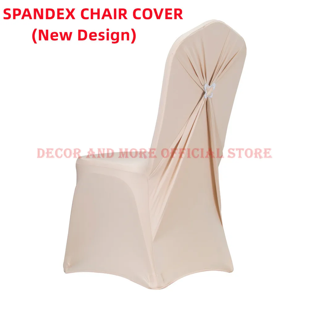 50PCS Polyester Lycra Spandex Chair Covers Wedding Hotel Decor Thick Solid Universal Stretch Dining Chair Cover Gold Champagne