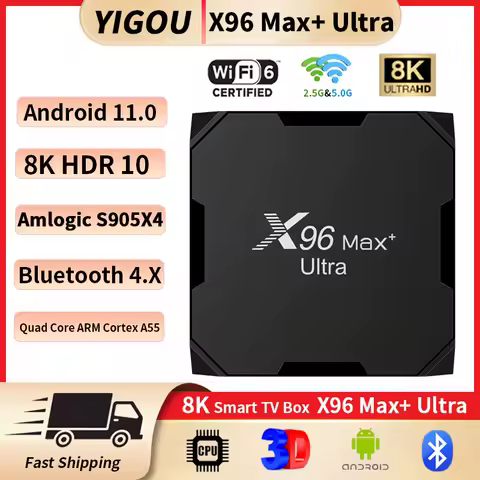 X96Max+ Ultra Smart TV Box Android 11 Amlogic S905X4 4GB 32GB/64GB 8K Dual WiFi BT4.X Video Media Player Set Top Box