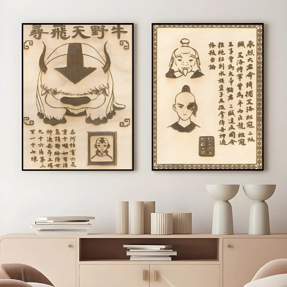 A-Avatar The Last A-Airbender Appa Classic Movie Poster Sticky Wall Art Printing Waterproof Home Living Bed Room Bar Aesthetic D