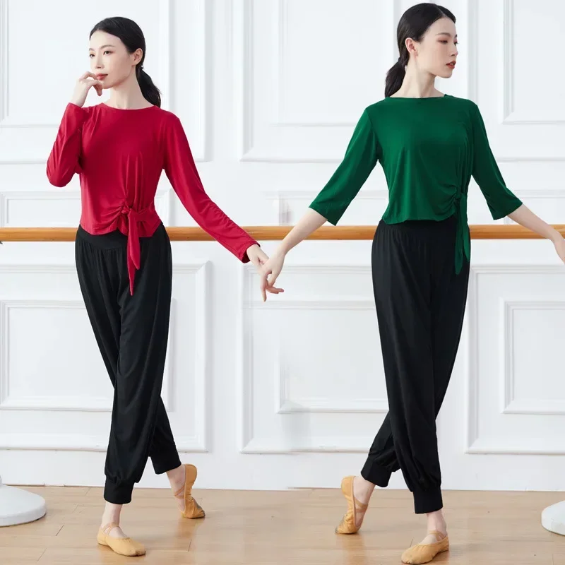 Dance Practice Suit Female Adult Modern Dance Basic Training Suit Skinny Yoga Suit Wide Leg Pants