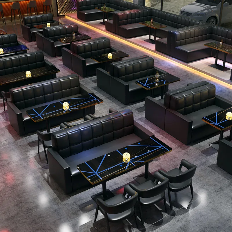 

Customized Bar Bar Sofa Booth Cafe Milk Tea Shop Western Restaurant Barbecue Hot Pot Restaurant Table And Chair Combination