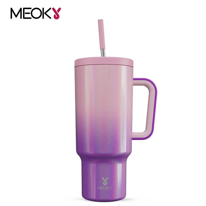 Meoky 40oz Cup Gradient Large capacity Water Bottle with Lid Portable Stainless Steel Vacuum Insulated Coffee Car Mug Juice Cup