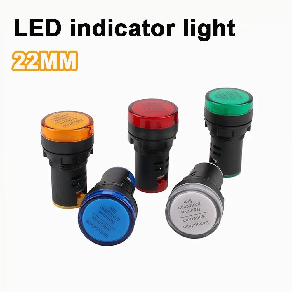 

1pcs 22mm Panel Mount Signal Power Led Indicator Light AD16-22DS AC DC 12V 24V 220V Red Blue Green White Yellow Pilot Lamp