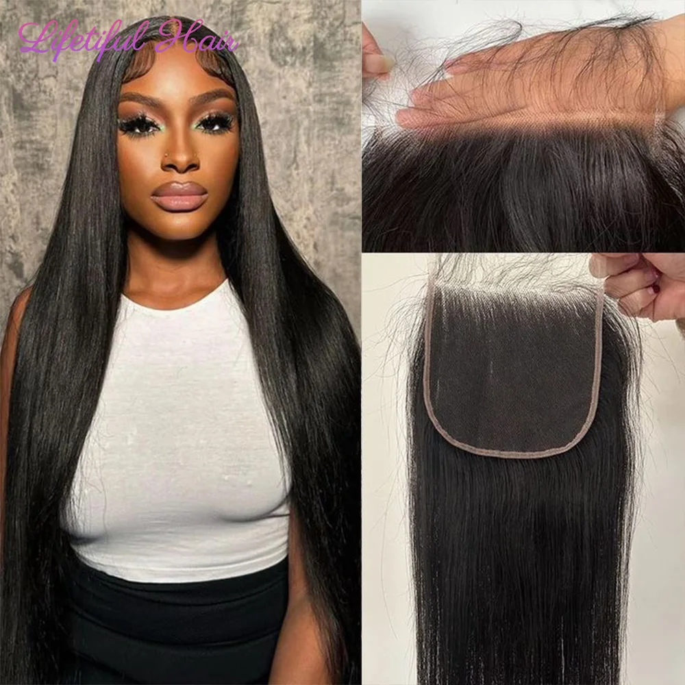 22 24 26 Inch Straight 13x4 Lace Frontal Only Brazilian 100% Human Hair Pre plucked 4x4/5x5/6x6 Transparent Swiss Lace Closure