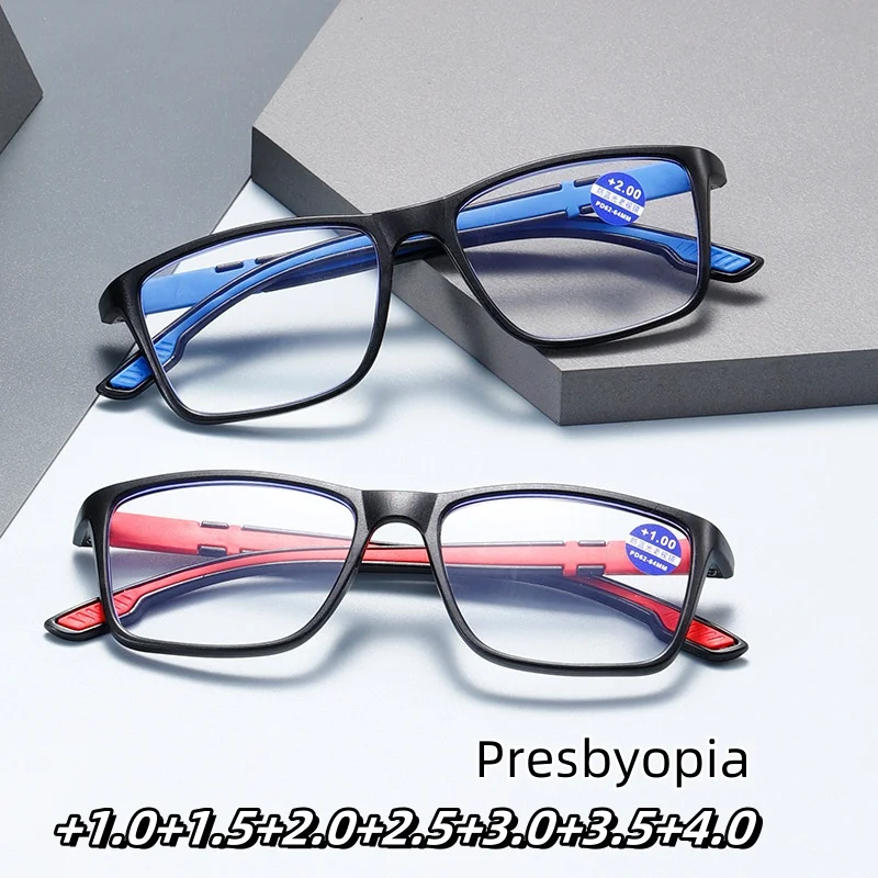 

Sports Men's Anti Blue Ray Presbyopia High-definition Resin Glasses Large Frame Square Glasses Eye Protection Reading Eyeglasses