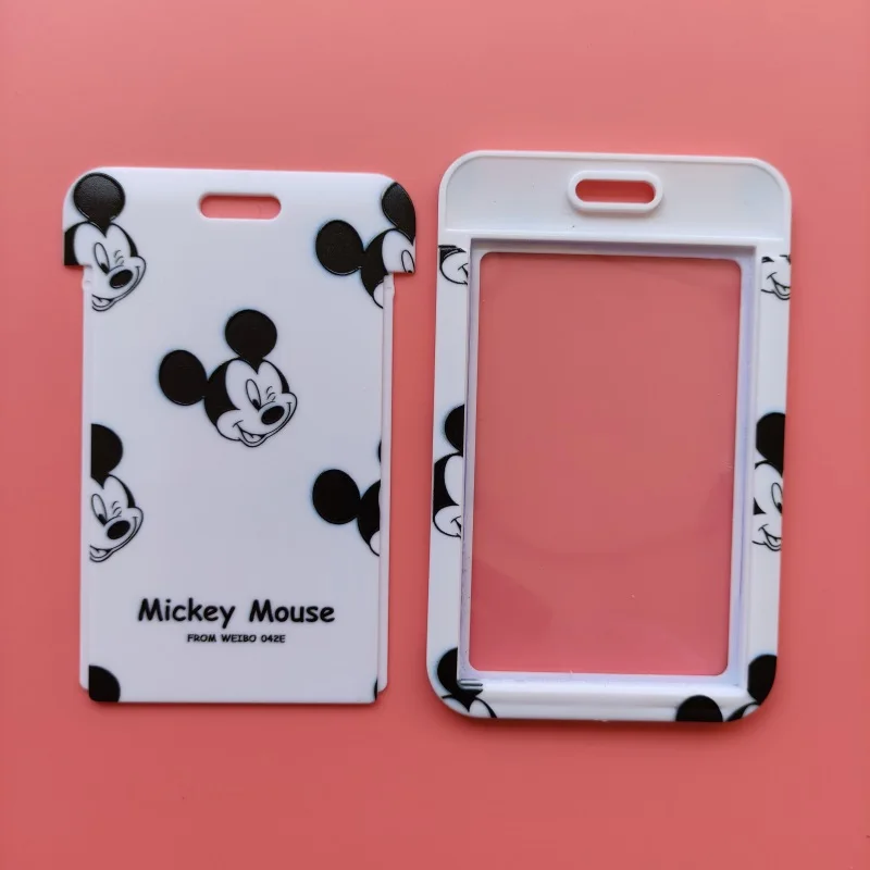 Disney Mickey Minnie Mouse niños ID insignia de negocios funda para tarjetas marco ABS funda para empleado cordón para estudiantes titular de la tarjeta de nombre