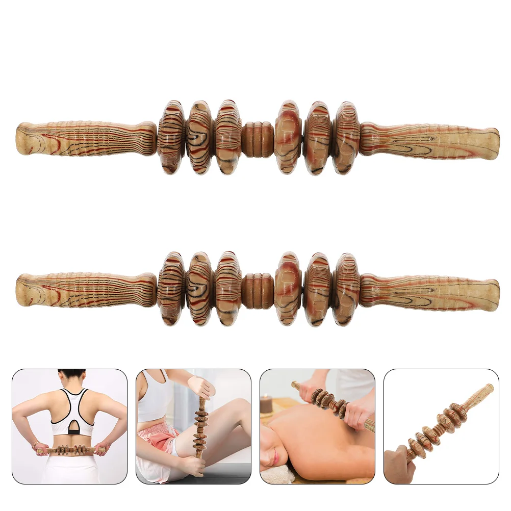 

2pcs Wooden Roller Back Massager Belly Massage Stick Body Roller Tool Muscle Relaxation Eco-Friendly Durable Home Use Gift For