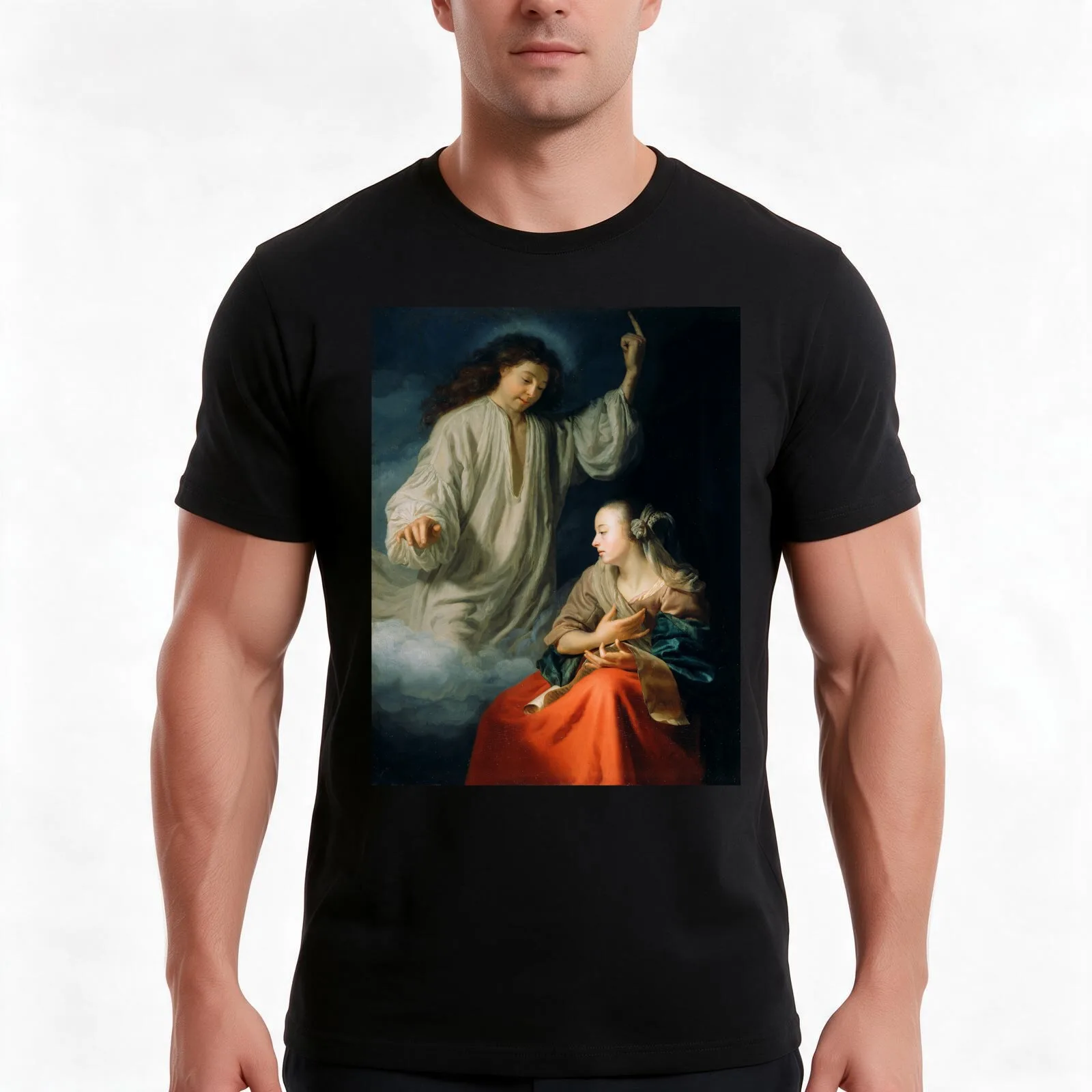The Annunciation Godfried Schalcken 1665 Renaissance Gospel Biblical Art T-Shirt Summer Casual Cotton Tee Unisex Men Women